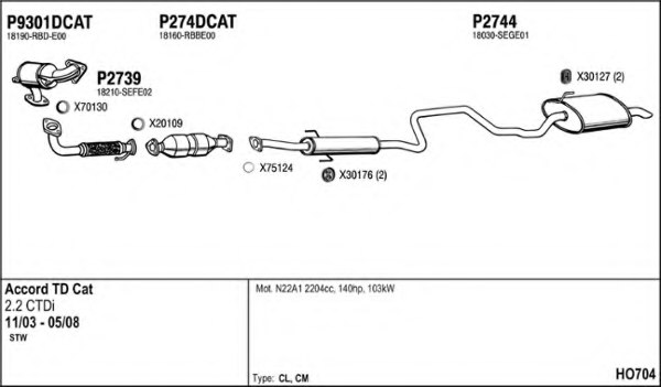 FENNO HO704 Exhaust System